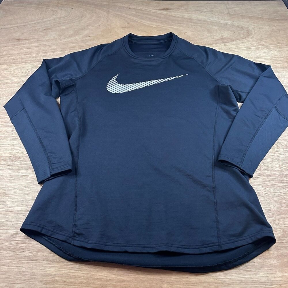 Nike Dri-FIT Long Sleeve Athletic Top Women’s XL Black Swoosh